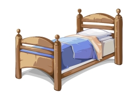 Бесплатное векторное изображение Деревянная кровать в мультяшном стиле. мебельный интерьер, спальня удобная. векторная иллюстрация